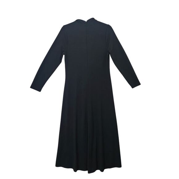 Soft Surroundings Lagia Maxi Dress Black Medium front Twist Ruching Ponte Knit - Picture 5 of 10